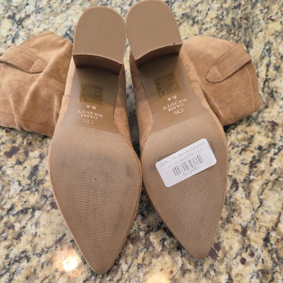 Oasis Society Dalton Faux Suede Pointed Toe Block Heel Ankle Boots Tan Size 6.5 - Picture 6 of 10